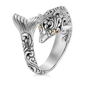 STERLING SILVER WITH 18K GOLD ACCENTS SAMUEL B DOLPHING RING SZ 7 NWOT
